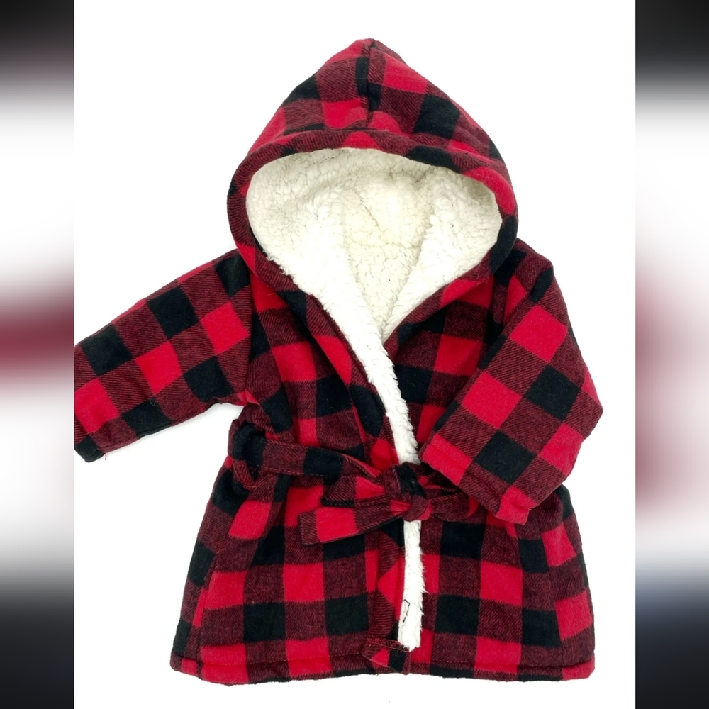 Indigo Cozy Red and Black Plaid Kids Robes